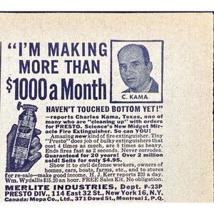 Merlite Industries Fire Extinguisher "Become a Distributor"Vintage Print Ad 1957